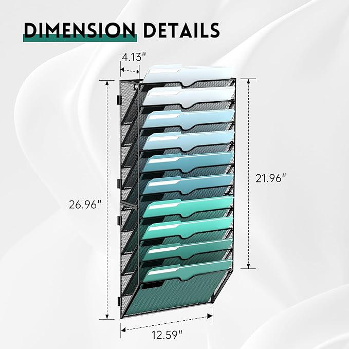 SUPEASY 10-Tier Wall File Organizer, Hanging Wall Files - Image 2