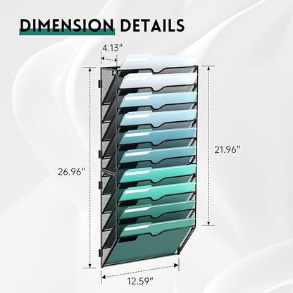 SUPEASY 10-Tier Wall File Organizer, Hanging Wall Files - Image 2