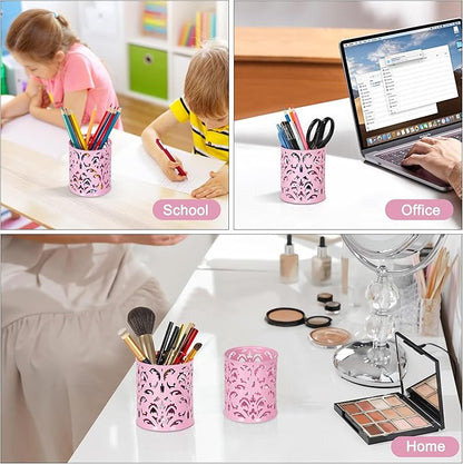 EasyPAG Pink Pen Holder for Desk, 2 Pack Round Pen Organizer, Brush Holder for - Image 7
