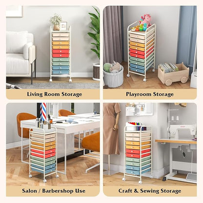 Giantex 10-Drawer Rolling Storage Cart w/Wheels, Removable Drawers, Mobile - Image 8