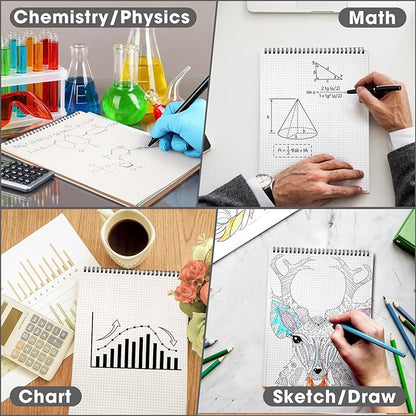 Engrowtic 2 Pack Top Spiral Graph Paper Notebooks 8.7 X11.4 Inch A4 Grid Paper - Image 3