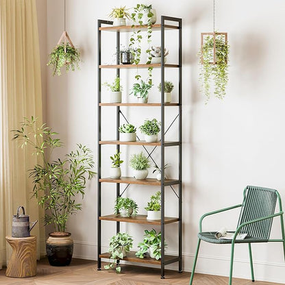 Casaottima Book Shelf, 7 Tier Tall Bookshelf, Modern Wood Bookcase Shelves - Image 8