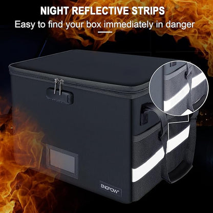 ENGPOW File Box with Lock, Fireproof Document Box with Zipper Lid, Collapsible - Image 7