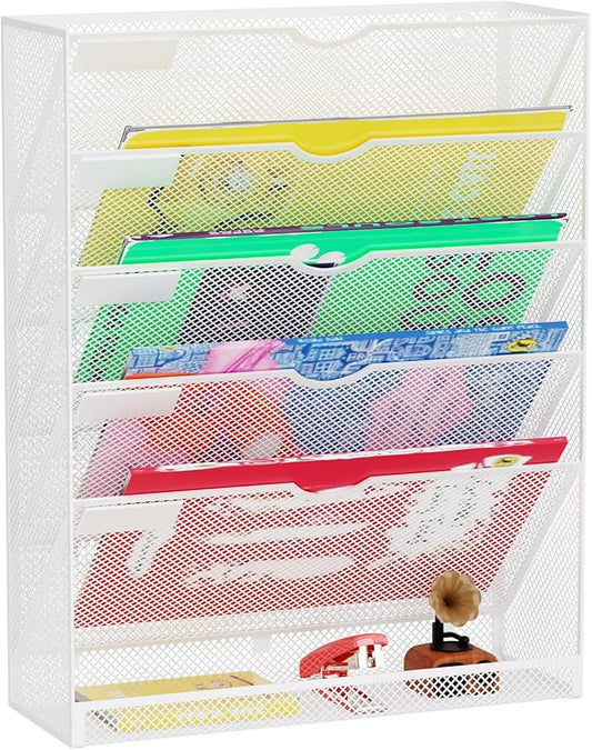 GDINDINFAN Hanging Wall File Organizer 6 Tier Wall Mounted File Holder Document by GDINDINFAN