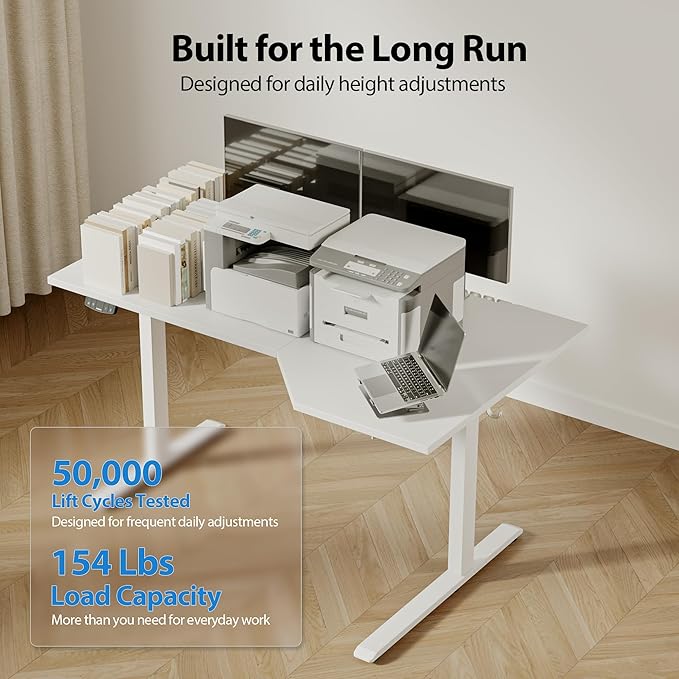 Agilestic Electric Standing Desk, L-Shaped 55 Inches Height Adjustable Desk - Image 7