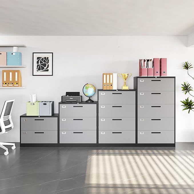Fesbos Metal Steel 4 Drawer Lateral File Cabinet - Image 2