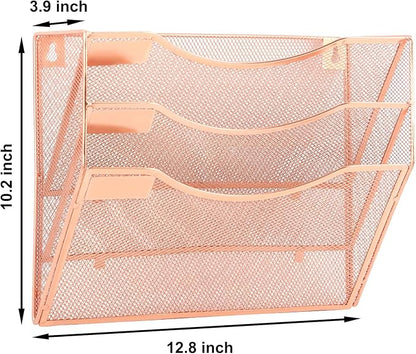EASEPRES 3 Pocket Mesh Hanging Wall File Organizer, Wall Mounted Mail Paper - Image 2