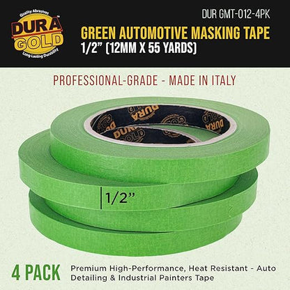 Dura-Gold Green Automotive Masking Tape 1/2 Inch, 4 Rolls - Image 2