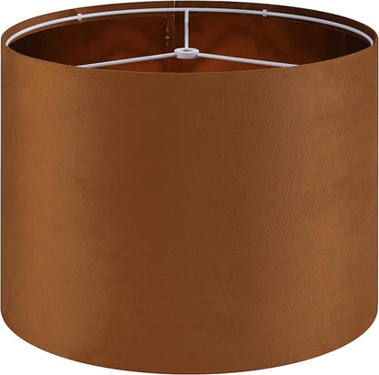 GO&SO 1 PCS Burnt Orange Velvet Drum Lamp Shade, Modern Replacement Lamp Shades by GOSO