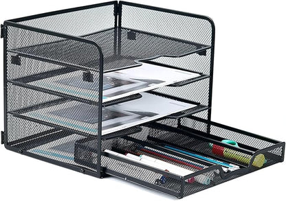 SETTFRFE 4 Tier Mesh Paper Letter Tray, Desk File Organizer by SETTFRFE