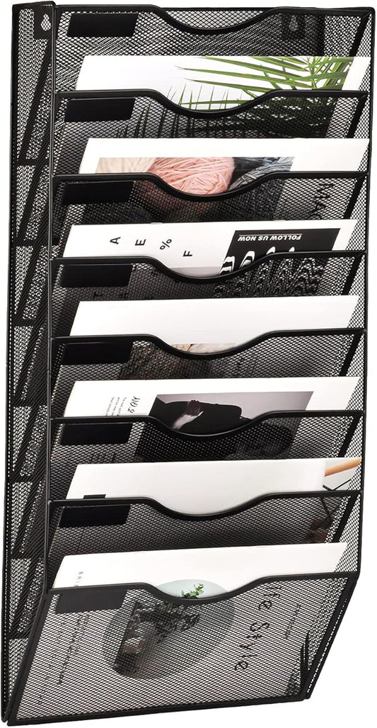 EASEPRES 8 Pocket Mesh Hanging Wall File Organizer, Wall Mounted Mail Paper by EASEPRES