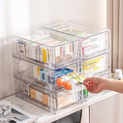 Sgoostood 6 Pack Stackable Organizer Drawers, Transparent Drawer in Home - Image 3