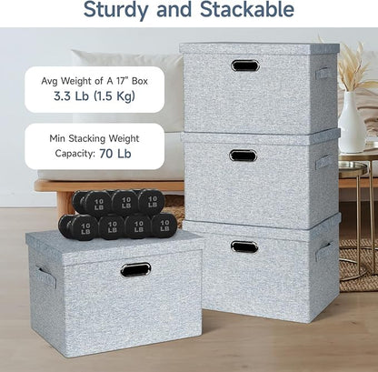 Graciadeco Large 17" 36 Quart Collapsible Stackable Storage Bins - Image 3