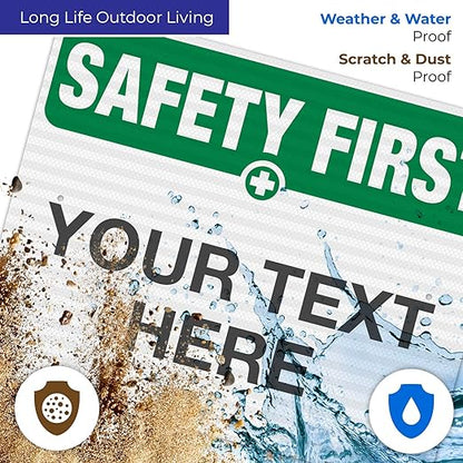 Custom Safety First Sign, OSHA Sign, 24x30 Inches, 3M EGP Reflective .080 - Image 5