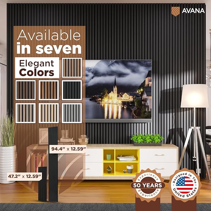 Avana Acoustic Wood Wall Panels – 94.4 x 12.6 Inch Black Oak Acoustic Panels 2 - Image 7