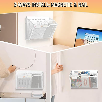 Docnest 2 Tier 3 Pack Magnetic Wall Mounted File Holders, Mesh Letter Organizer - Image 5