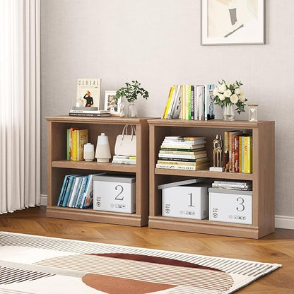 Bevfint Bookcase, 2 Tiers S Bookshelf Open Storage Organization, Floor Standing - Image 3