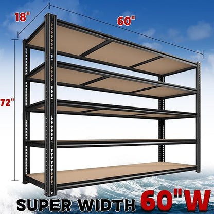 ROOMFAVE 3500LBS Garage Shelving 60" W Metal Shelving 72" H Storage Shelves - Image 3