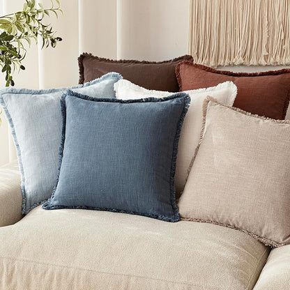 Foindtower Set of 2 Decorative Linen Fringe Throw Pillow Covers Cozy Boho - Image 7