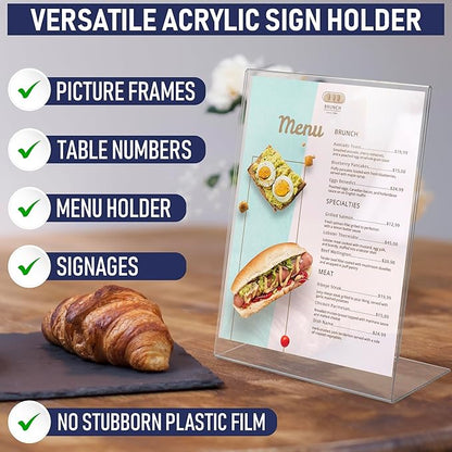 Acrylic Sign Holder 8.5 x 11, Slant Back Display Stand, A-Frame Flyer Display - Image 6