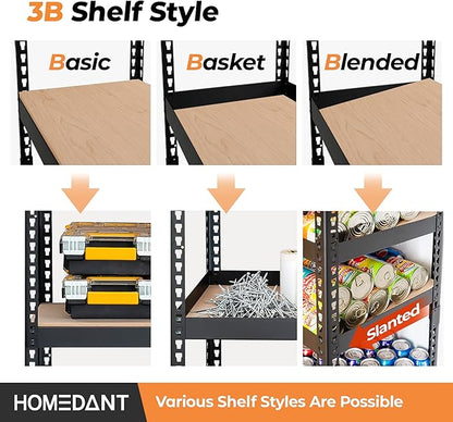 HOMEDANT 35.9" W 5 Tier Heavy Duty Garage Shelving Adjustable Metal Rack - Image 4