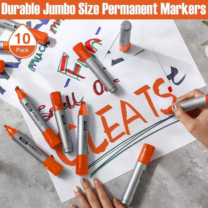 Fuutreo 10 Pack Jumbo Permanent Markers Bulk Large Chisel Tip Permanent Markers - Image 7