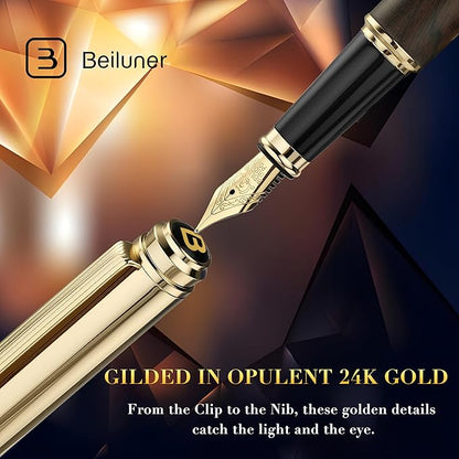 BEILUNER 316 Fountain Pen, Stunning Luxury Blackwood, 24K Gilded Nib, Gorgeous - Image 4