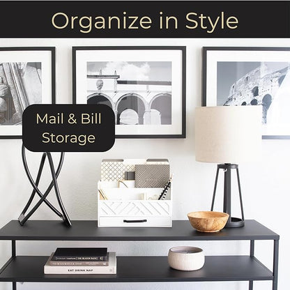 BLU MONACO | White Wooden Mail Organizer - Image 2