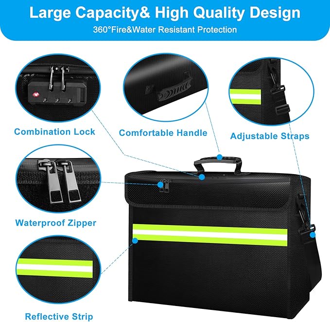 WJTZDZ 6500°F Large Fireproof and Waterproof Document Bag - Image 4