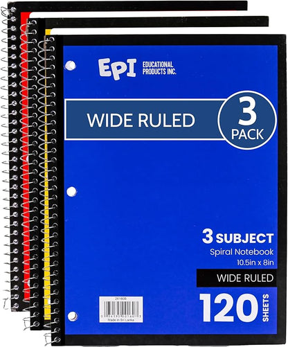 EPI Spiral Notebook | 3 Subject by EPI