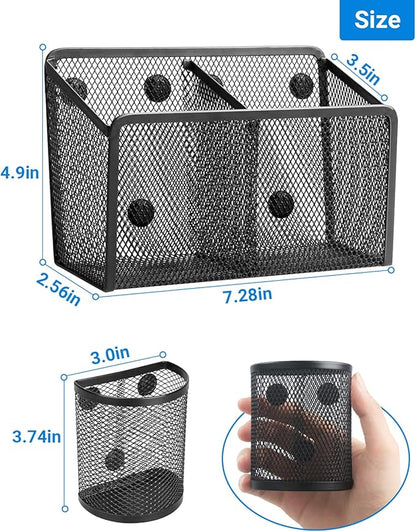 Magnetic Pen Holder, Metal Strong Magnet Pen Cup Magnetic Marker Storage Basket - Image 3