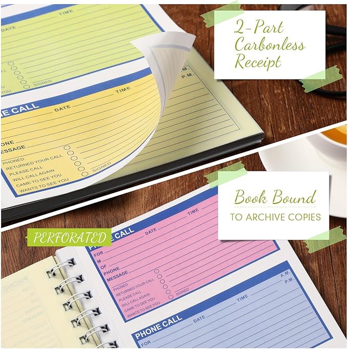 Sinmoe 10 Pcs Spiral Bound Phone Message Book - Image 3