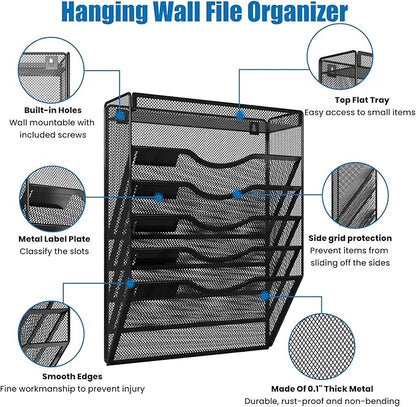 KZWKRG 6 Tier Wall File Organizer Hanging Vertical File Organizer, Wall Mounted - Image 3
