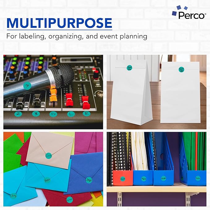 Perco Teal 1-Inch Perforated Circle Dot Sticker Labels — 10 Rolls, 000 Round - Image 4