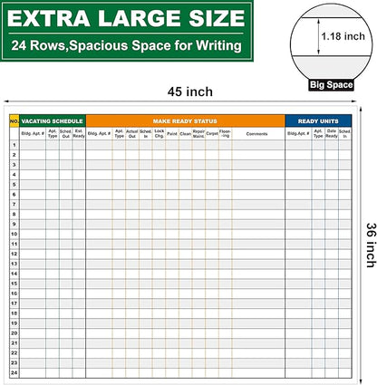 Extra Large Property Management Make Ready White Board, 36X45 Inch Big Dry - Image 2