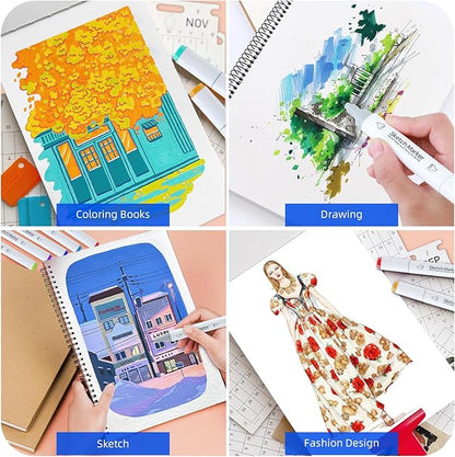 HOMSAILMO-60 Color Alcohol Marker Painting Set, Chisel and Exquisite Double - Image 6