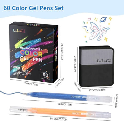 LIULIUCAI Gel Pens for Adult Coloring Book, 60 Colors Large Capacity Metallic - Image 5