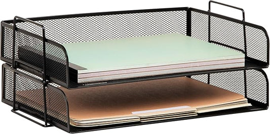 Mind Reader Stackable Paper Tray, Desktop Organizer, File Storage, Metal Mesh by MindReader