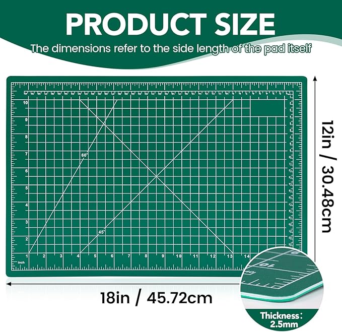 CLOYAN Cutting Mat 12"x18", 10 Pack Double-Sided 5-Ply Self Healing Sewing - Image 2