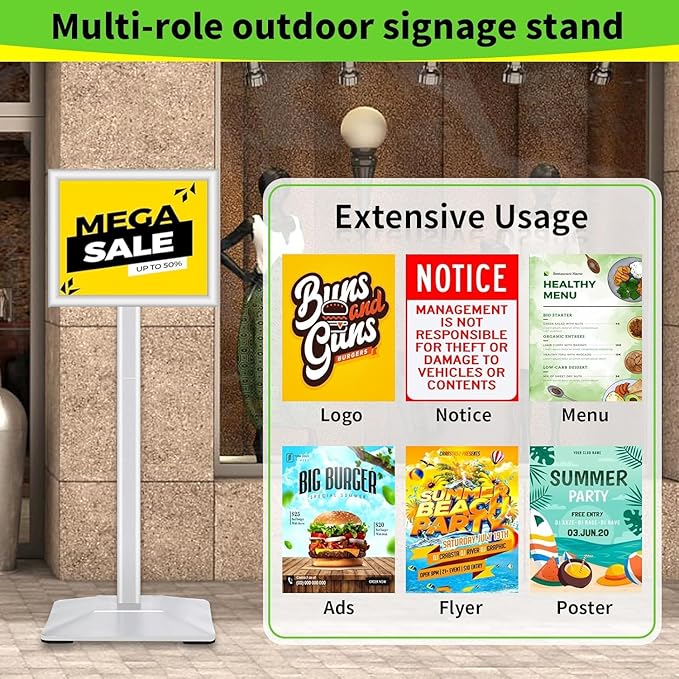 INNOVSIGN 3Packs Heavy Duty Adjustable Pedestal Poster Sign Stand, 8.5x11 - Image 9