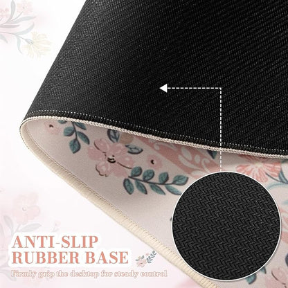 iCasso Pink Floral Desk Mat, Desk Pad, XXL Large Mouse Pad, Anti-Slip Big - Image 4