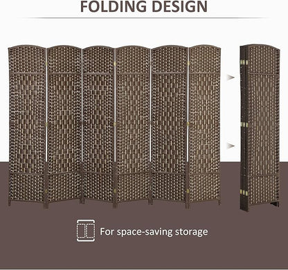 HOMCOM 6 Panel Room Divider, Hand-Woven Freestanding Wall Partition - Image 3