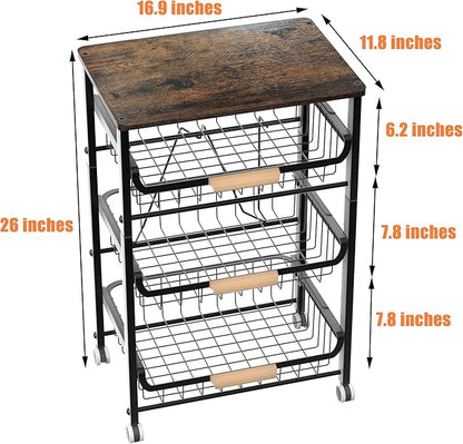 NiuYichee 4-Layer Fruit Basket Kitchen Food Organizer and Rack, Stackable - Image 3