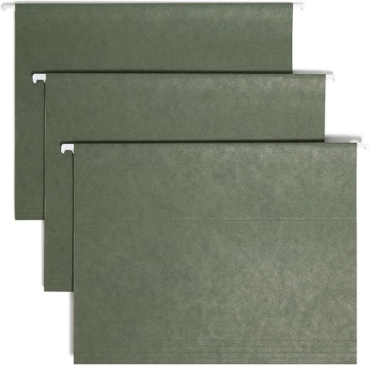 Smead Hanging File Folder, 1/5-Cut Adjustable Tab, Letter Size, Standard Green by SMEAD