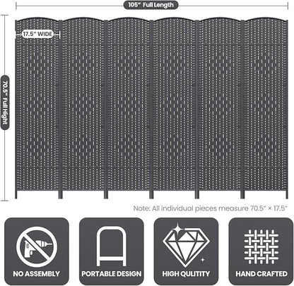 Cocosica 6 Panel Room Divider, 6Ft Folding Privacy Screen, Tall - Image 3