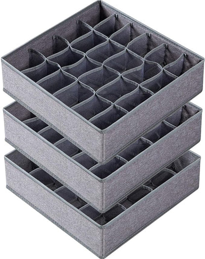Criusia 3 Pack Sock Underwear Drawer Organizer Dividers, 64 Cell Fabric by Criusia
