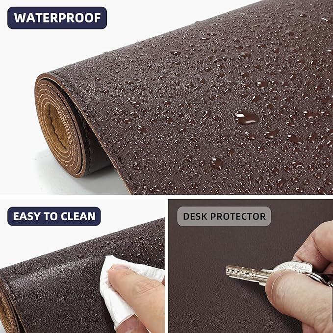 AFIING Leather Desk pad Protector, Large Non-Slip Office Desk Mat - Image 3