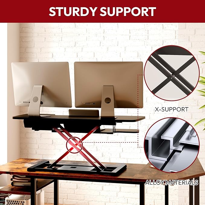 SANODESK 35" Electric Standing Desk Converter, Height Adjustable Riser - Image 5