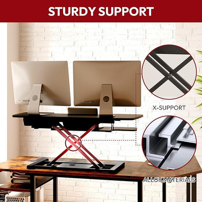 SANODESK 35" Electric Standing Desk Converter, Height Adjustable Riser - Image 5