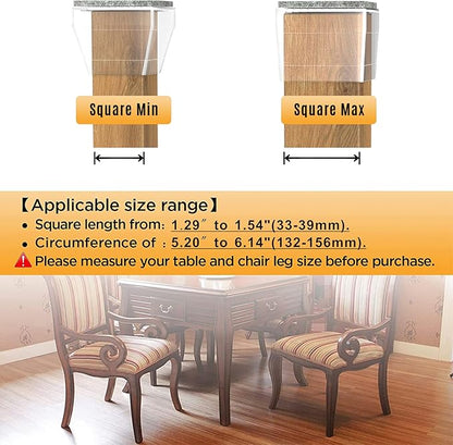Square Chair Leg Protectors for Hardwood Floors, 1.26-1.57" - Image 2